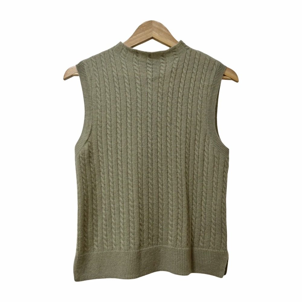 House Of Harlow 1960 Cashmere Cable Knit Mock Neck Sweater Vest Size M Sage NEW